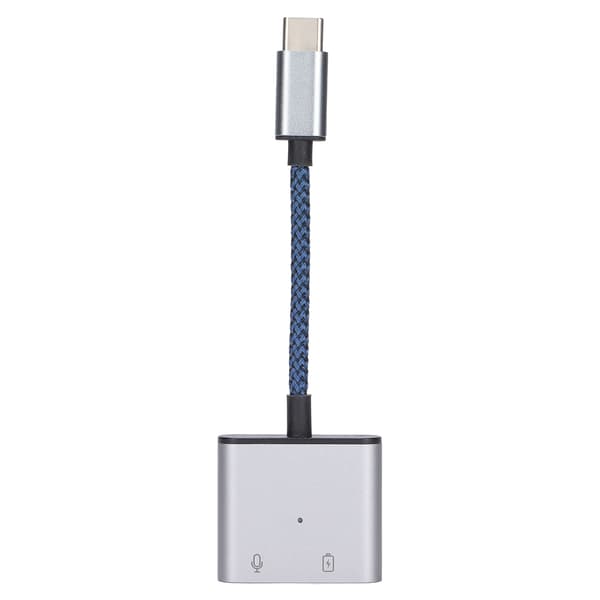 2-i-1 USB C til 3,5 mm lydadapter Type-C til AUX-kontakt med USB C PD 60W hurtigladeadapter Blå