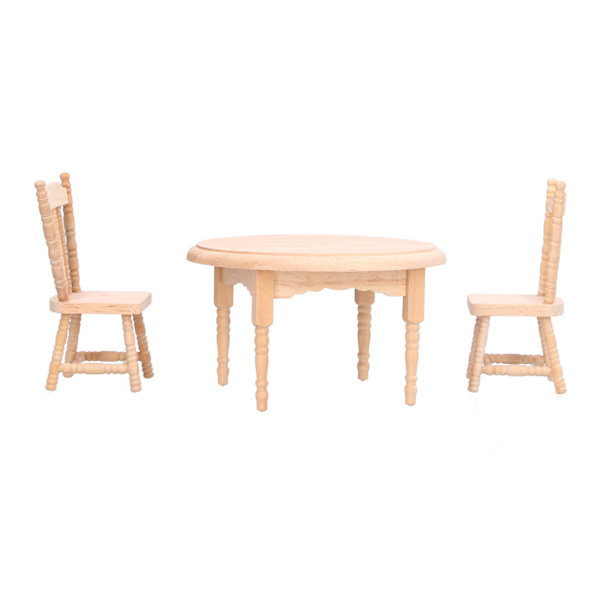 3 stk. 1:12 Dukkehus Rundt Bord Stol Simuleret DIY Miniature Møbler Tilbehør