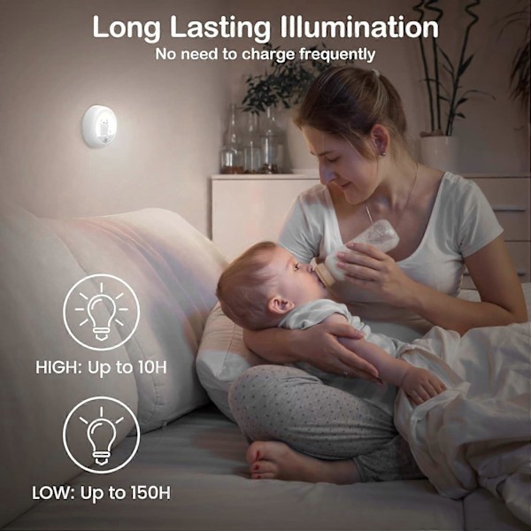 Oppladbar Induksjons LED Nattlampe 2 stk Sett Automatisk Baby Nattlys Søt Form for Barnerom