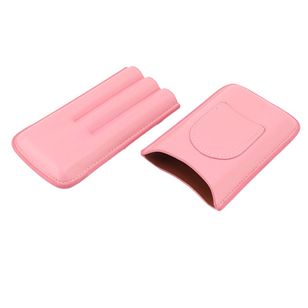 Cigar Case High End Nahka Muoti Kannettava Matkakotelo 3 Sikarille Vaaleanpunainen