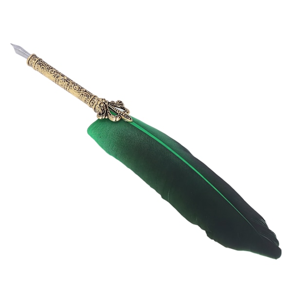 Fjerpen i zinklegering med høj glathed, elegante farver, europæisk retrostil, fjerpen til skrivning, tegning, grøn