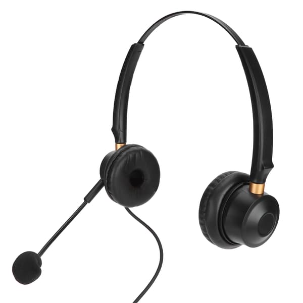 Binaural Headset Telefonheadset med brusreducerande mikrofon och volymkontroll