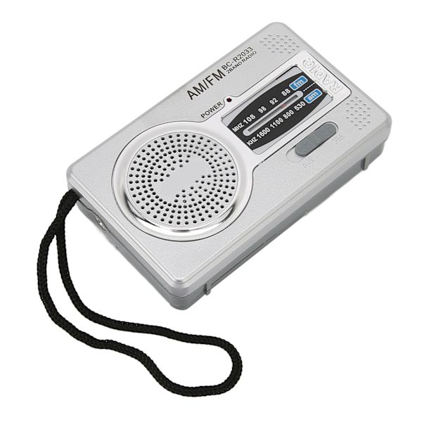 AM FM Transistor Radio DSP Chip Bærbar Lomme Mini Radio med Høytaler Hodetelefonuttak Sølvgrå