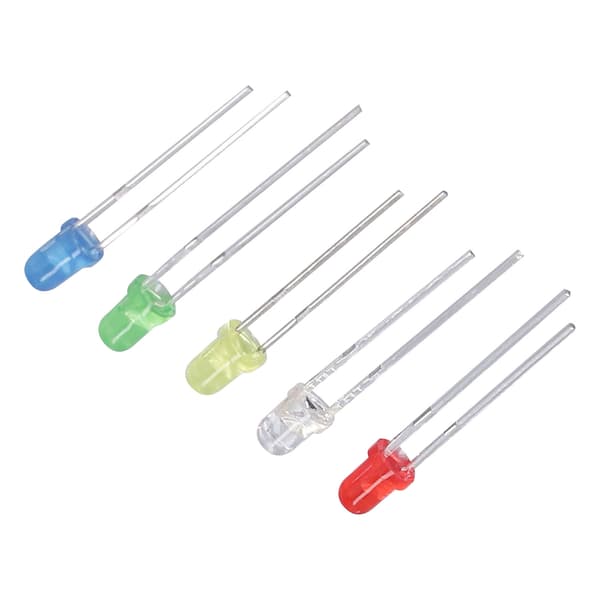 500 stk. 3 mm LED-lysdiode 5 farver rød gul blå grøn hvid LED-lampe lysdiode sæt