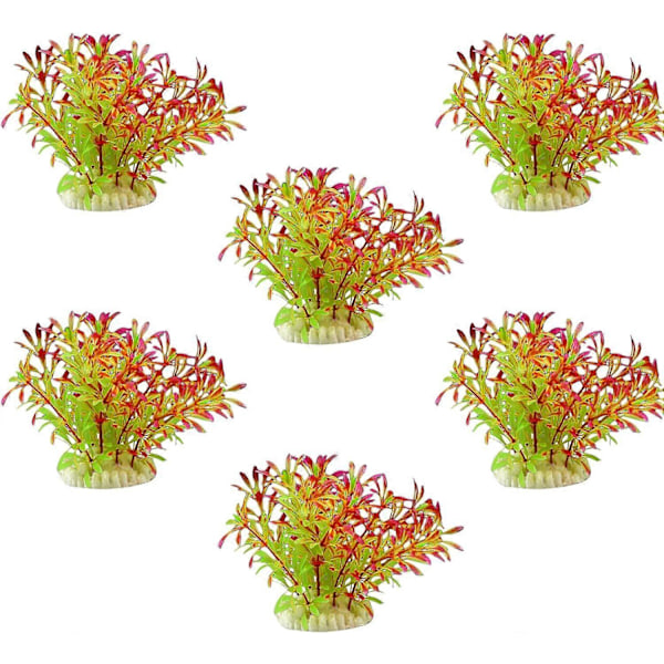 Realistiske akvarieplanter for akvariedekorasjon, fargerike kunstige akvarieplanter, 6 store stk.