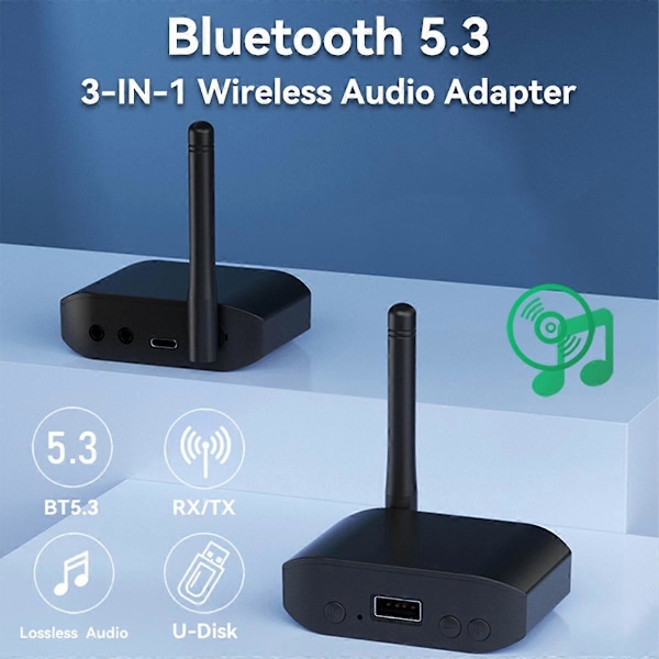 Bluetooth 5.3 Audio Adapteri 2-in-1 Lähetin Vastaanotin Ei Akkua