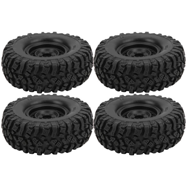 4 kpl 1/10 kauko-ohjattavat 1,9 tuuman alumiinivanteet ja 115 mm kumirenkaat D90/F350/SCX10 musta