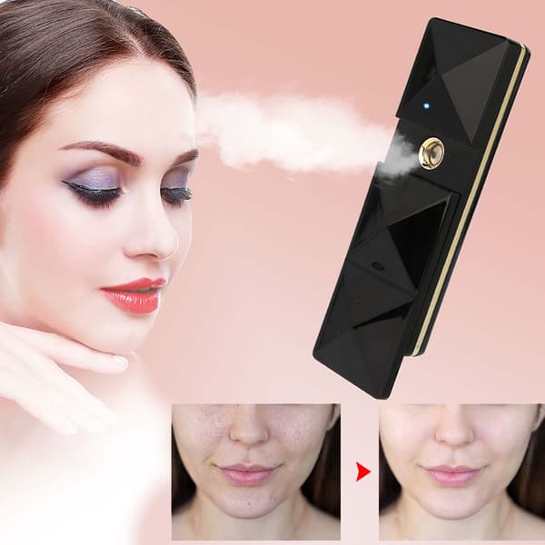 Bærbar USB Nano Handy Mist Spray Luftfugter Ansigtsfugtighed Atomiseringssprøjte Sort