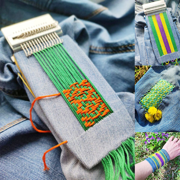 Darning Loom Liten Vävstol Kit Trävävverktyg DIY Vackra Vävkonster på Kläder Sockor