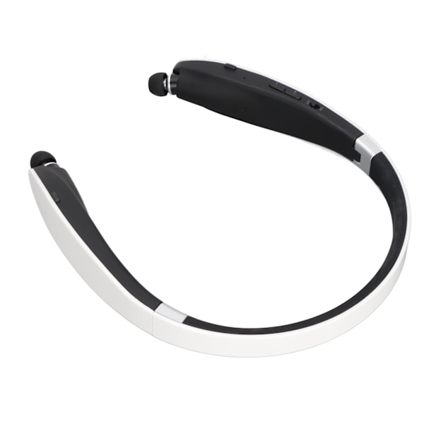 Bluetooth hörlurar med nackband Stereo brusreducerande hopfällbara infällbara öronsnäckor Trådlöst headset med mikrofon Vit