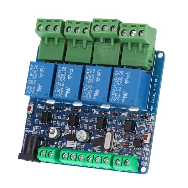 4-kanals relæmodul 12V høj nøjagtighed switch input til RS485/TTL kommunikation