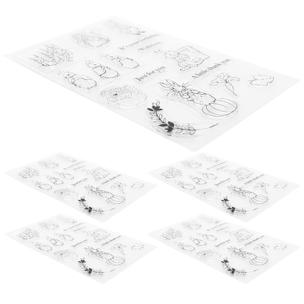 5 st djur klara stämplar kanin form DIY fotoalbum kort transparenta handgjorda stämplar