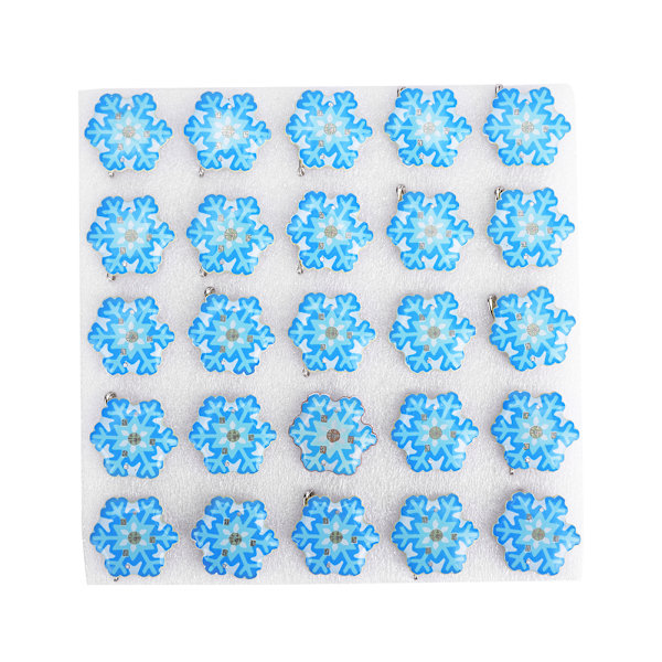 25 stk. Nytårs- og Juletema LED Lysende Broche Nål Badge Party Favors DIY Dekoration Blå Snefnug