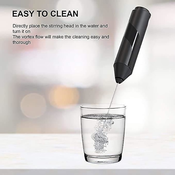Håndholdt Melkeskummer - Automatisk Melkeskummaker for Kaffe, Matcha, Varmt Sjokolade - Mini Drikkemixer (Svart)