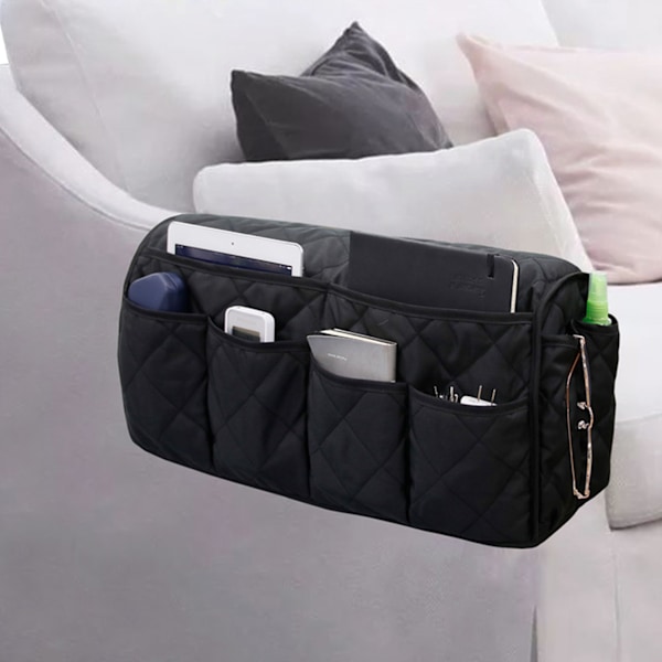 Soffa Arm Hängande Organizer Soffa Arm Förvaringsväska Soffa Armstöd Organizer för TV-fjärrkontroll Svart