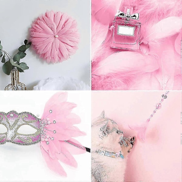 Hvide fjer til hobby, smykkefremstilling, bryllupsfestdekoration - 450 stk. pink