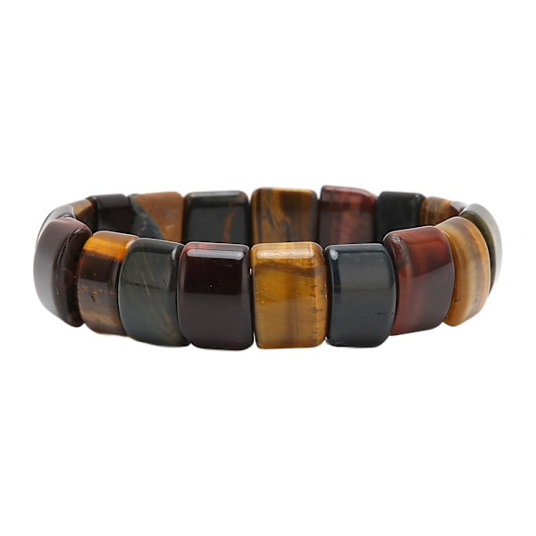 Tigerøye Armbånd Blandet Farge Kvadrat Perler Unisex Naturlig Stein Armbånd for Menn Kvinner