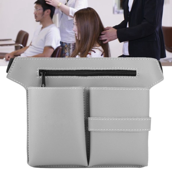 Frisör Frisör Saxklämmor Frisörhölster Påse Hållare Case Väska PU-läder (silver)
