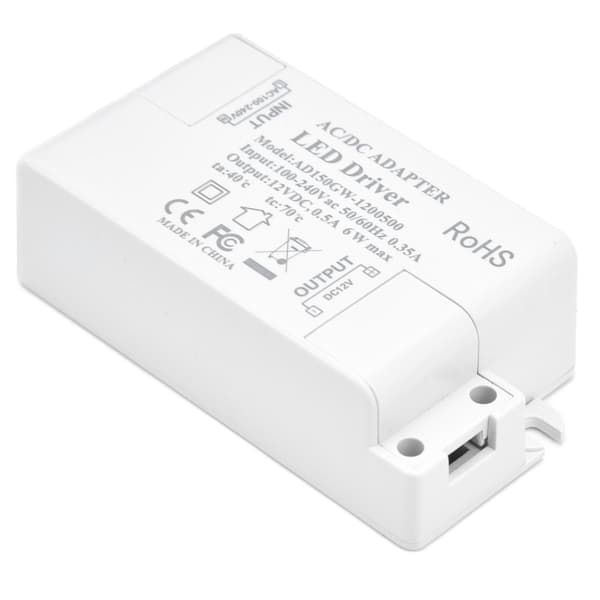 LED-driver inngang AC100‑240V 0,35A utgang DC12V 0,5A 6W LED-transformator for baderom