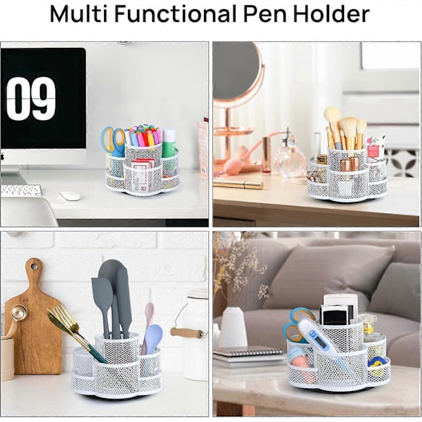 Bordskrivebords penholder, roterende penholder, bordskrivebords kopholder kontor penholder (hvid)