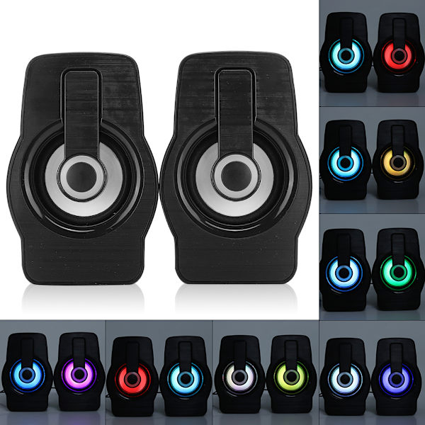 FT-185 Mini USB LED-högtalare Bärbar högtalare Musikspelare för stationär bärbar dator Svart