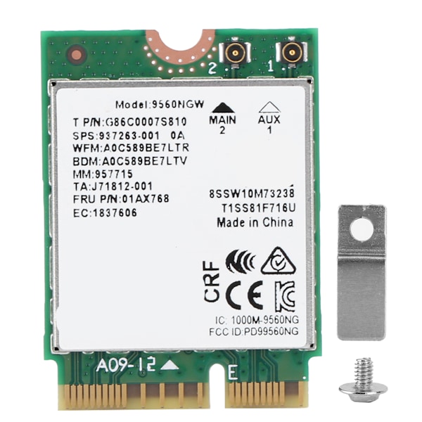 Trådlöst kort för Intel Dual Band AC 9560NGW NGFF 1.73 Gbps för BT5.0 M.2-kort Trådlöst Wifi