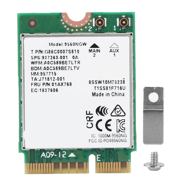 Trådløst kort til Intel Dual Band AC 9560NGW NGFF 1.73 Gbps til BT5.0 M.2-kort trådløst Wifi
