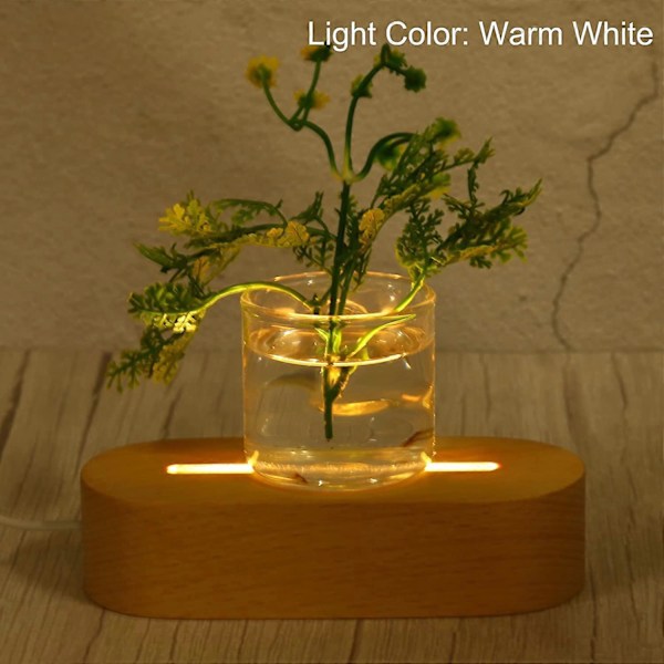 LED-lysstand i træ, 2 pakker ovale træ 9,5 cm x 0,5 cm varm hvidt lys display piedestaler til akryl natlampe krystal kunst, træfarve