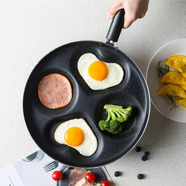 Multifunksjonell firehulls frokoststekepanne Non-stick stekepanne Kjøkkenverktøy 24,5 cm