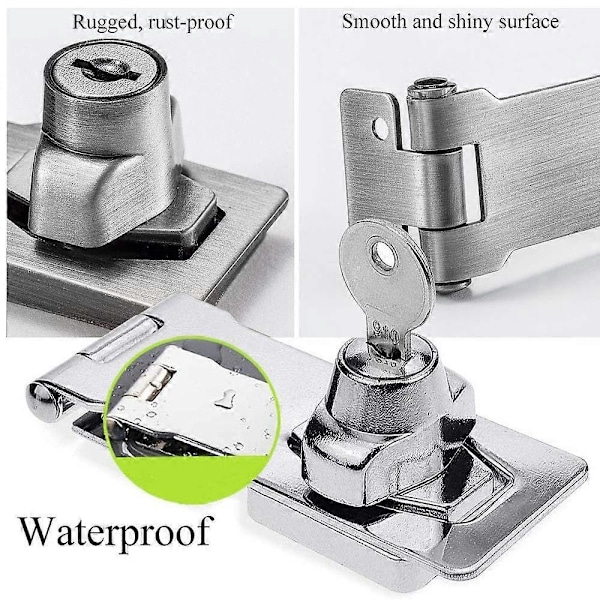 2-pack Dörrlås Hasp och Bygel med Hänglås Skjul Lås med 2 Nycklar Låsbara Hasplås Säkerhetsdörr Lås Metall Lås Hasp Grindlås 2,5 tum