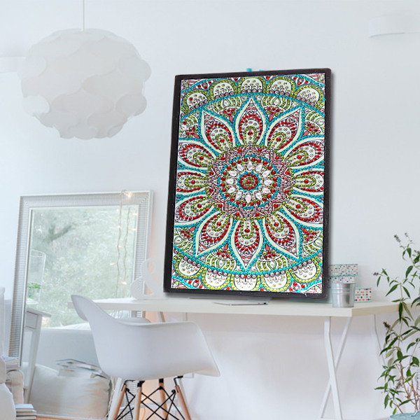 5D diamantmaleri notesbog skitsebog 50 sider DIY specialformet mandala blomstermønster diamantdagbog