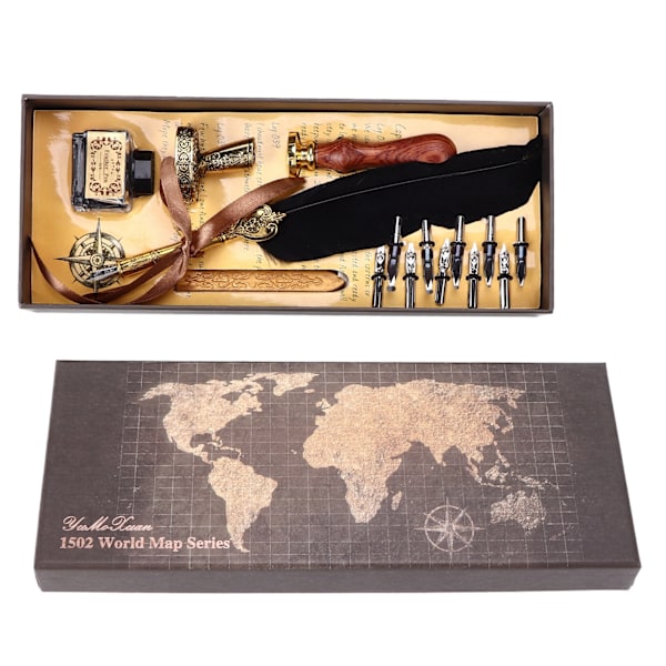 Kalligrafi Pen Retro Elegant Utskjært Mønster Holdbar Slitasje Attraktve Dekorative Skriveartikler for HjemSvart