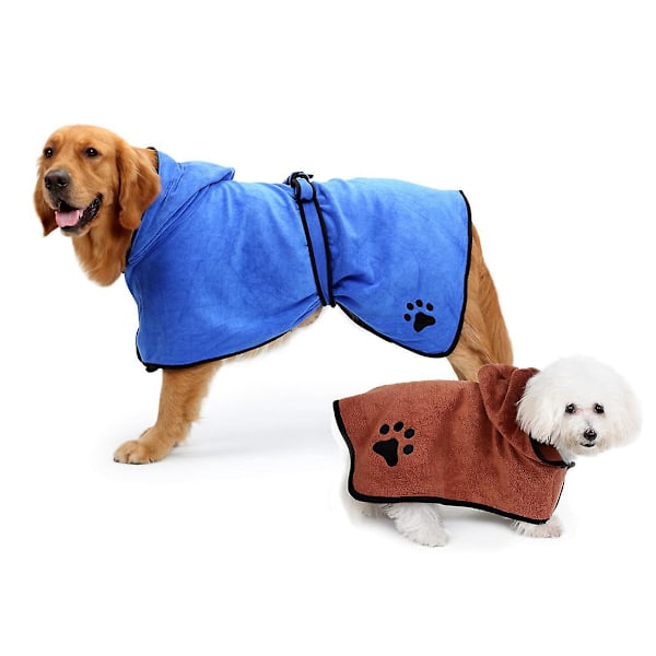 Mikrofiber Hundebadekåbe - Absorberende Ekstra Lille Hundebadekåbe til Tørring Efter Svømning, Badning eller Gåtur i Regnen (XS - Blå)