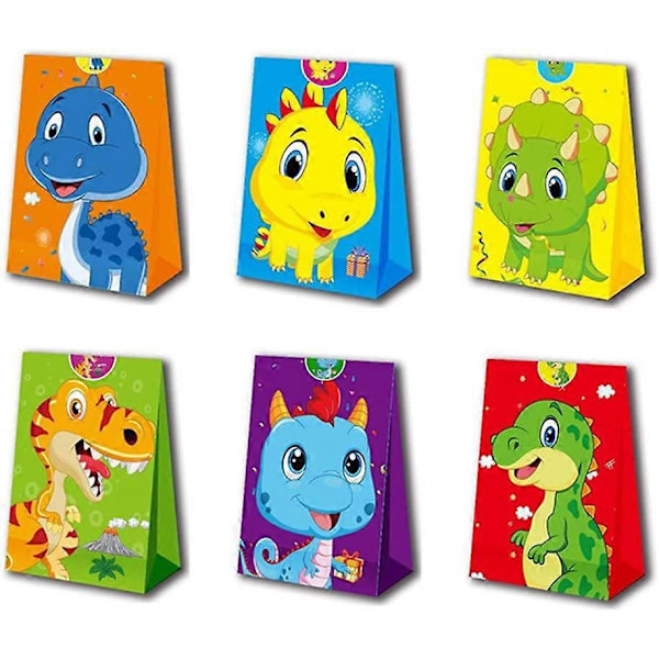 24 kpl Dinosauruksen lahjakassi, Dinosaurusteemaiset juhlakassit, Dinosauruksen paperikassi, Dinosauruksen karkkipussi, sisältää 24 dinosaurustarraa, lasten syntymäpäiväjuhliin