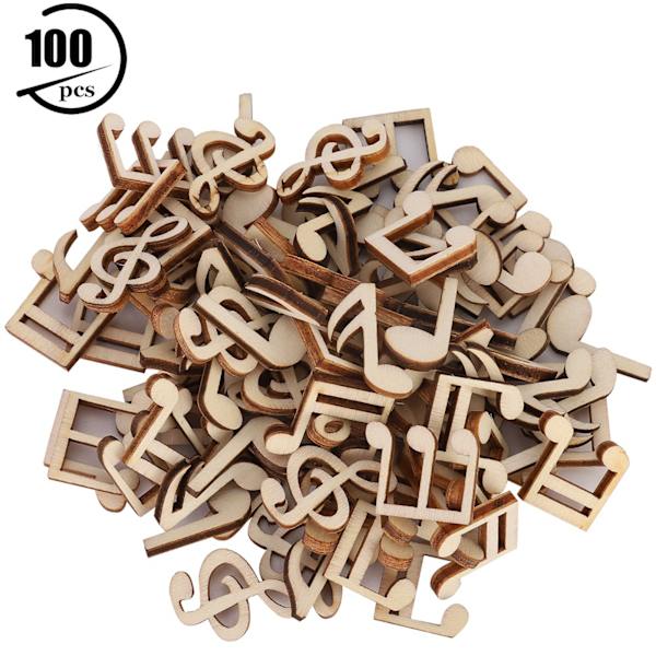 100 stk trenote blandet dekorative 2 cm noteklips for dekorasjonstilbehør (note av tre)