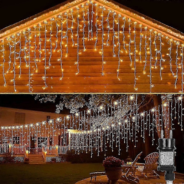 15m LED Jääpuikko Valoketju 8 Valotilaa Valoverho Muistitoiminnolla Ja Ajastimella Ulkokäyttöön Juhliin Jouluun Koristeluun - Uusi SZJR