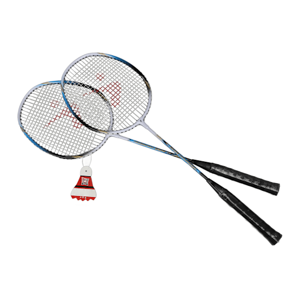1 par blå badmintonracket set i aluminiumlegering med bekvämt handtag och halkfri badmintonracket