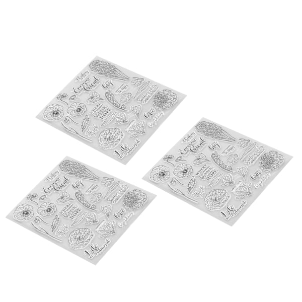 3 stk. gjennomsiktige TPR-stempler, attraktive dekorative DIY-stempler for preging for kortlaging og scrapbooking