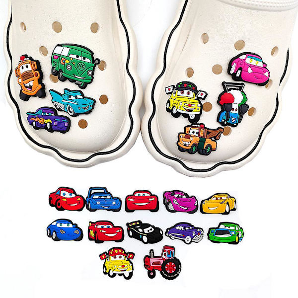 Søde Lightning Mcqueen Croc-sko - 20 stk, dekorative tegneserie-blomsterspænde, blødt plastik, gør-det-selv-biltilbehør