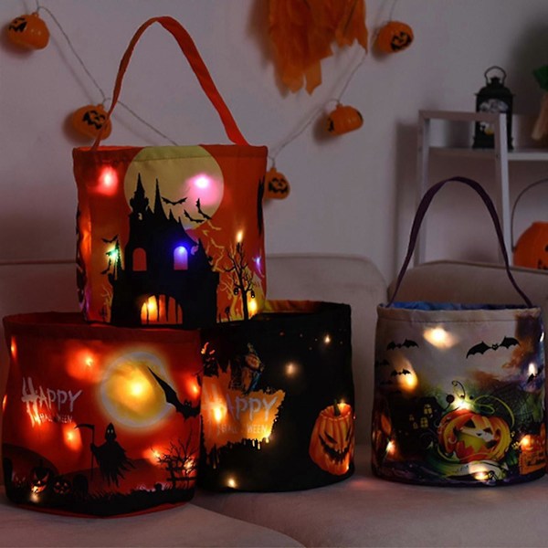 Gjenbrukbar Godteribøtte Halloween Utstyr Gaver Halloween Godteribøtter Barne Godteribøtter Halloween Godteriposer 4 Farger Svart