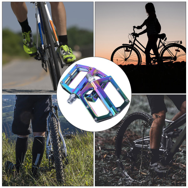 1 par färgglada aluminiumlegering MJ-058 cykelpedaler Road Mountainbike breda pedaler