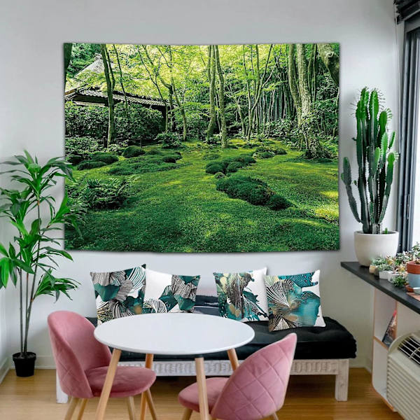 Green Forest Gobestry Vägghängande - 150 cm x 200 cm (60 x 80 tum) - 3D Print Tree Gobestry för sovrum