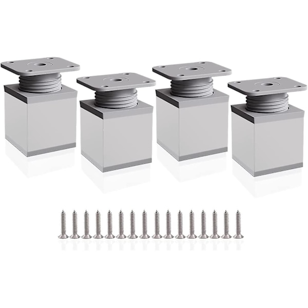 Justerbare skapben - 4-pakning | 50 mm høyde, 0-20 mm justerbar | Aluminiumslegering | Ideell for skrivebord, sofaer og DIY-møbler