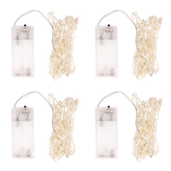 4 stk Perler String Lights Hvide Perler DIY Attraktivt dekorativt plast Metal Lavspændings LED String Lights