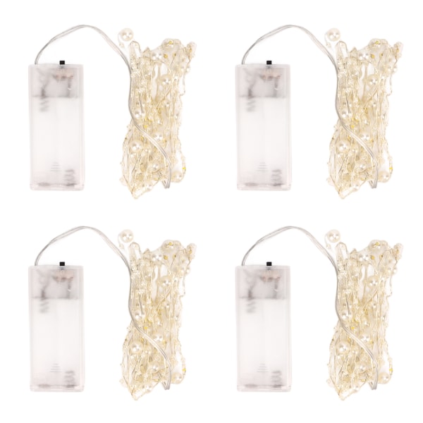 4st Pärlor Strängljus Vita pärlor DIY Attraktiv dekorativ plast Metall Lågspänning LED Strängljus