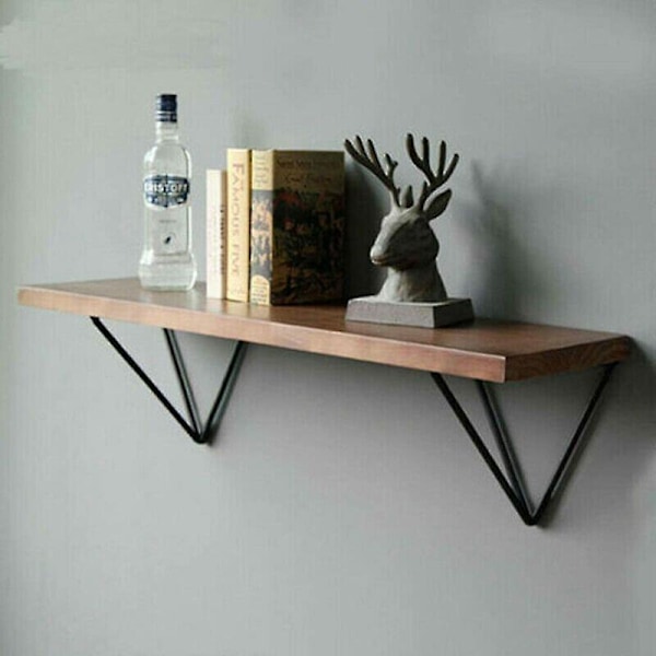 2 kpl:n sarja Mid Century geometrisia prisma metallisia kolmiohyllynkannattimia - Musta - Paksu - Seinäkiinnitys