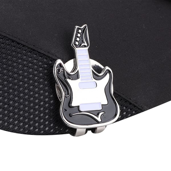 Metall Magnetisk Golf Cap Hat Visir Klips Ballmarkør Tilbehør (Svart Gitar)
