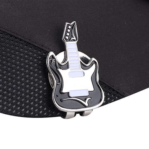 Metallisk magnetisk golfkeps hatt visir klämma bollmarkör tillbehör (svart gitarr)