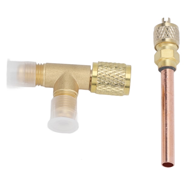 1/4 tum SAE T-adapter Inbyggd ventilkärna Snabbanslutning dubbel tätning för R22 R12 R134 vakuummätare