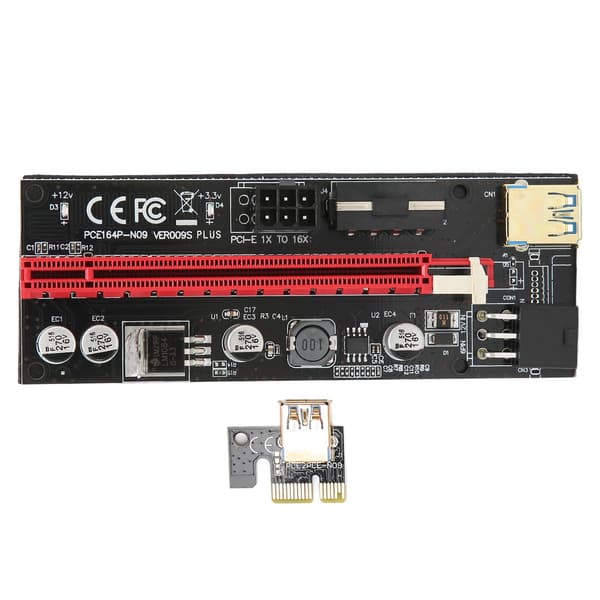 PCIE 1X till 16X Riser-kort 4 solida kondensatorer 6 PIN-gränssnitt USB-kabel Fast spänne Design PCIE GPU Riser Express-kabel Svart